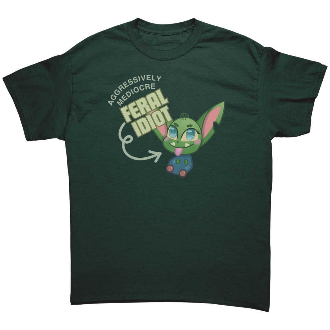 Aggressively Mediocre Feral Idiot (Dark) Adult T-Shirt
