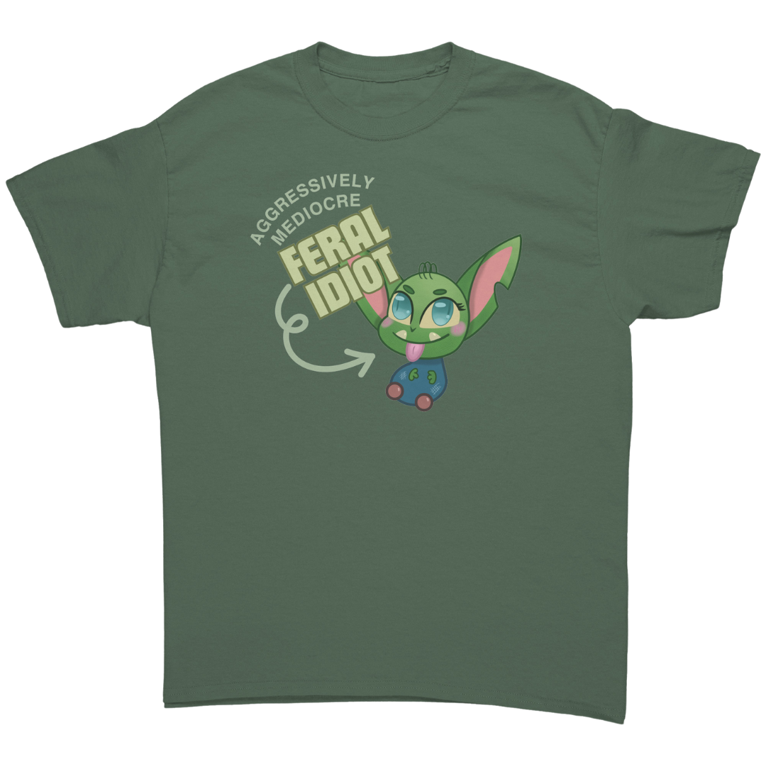 Aggressively Mediocre Feral Idiot (Dark) Adult T-Shirt