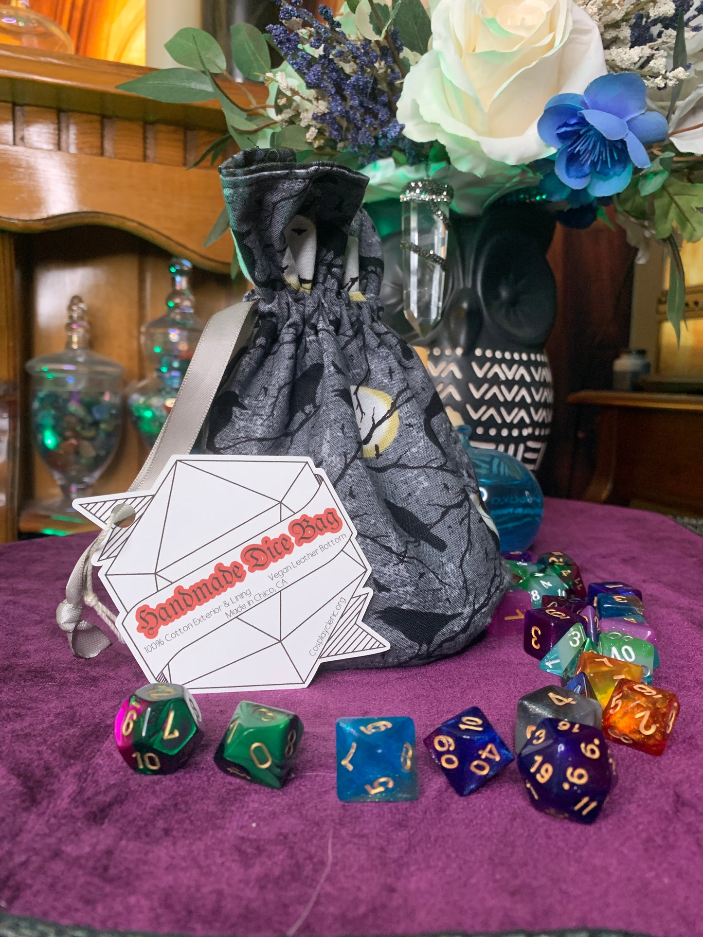 Crow Print Dice Bag