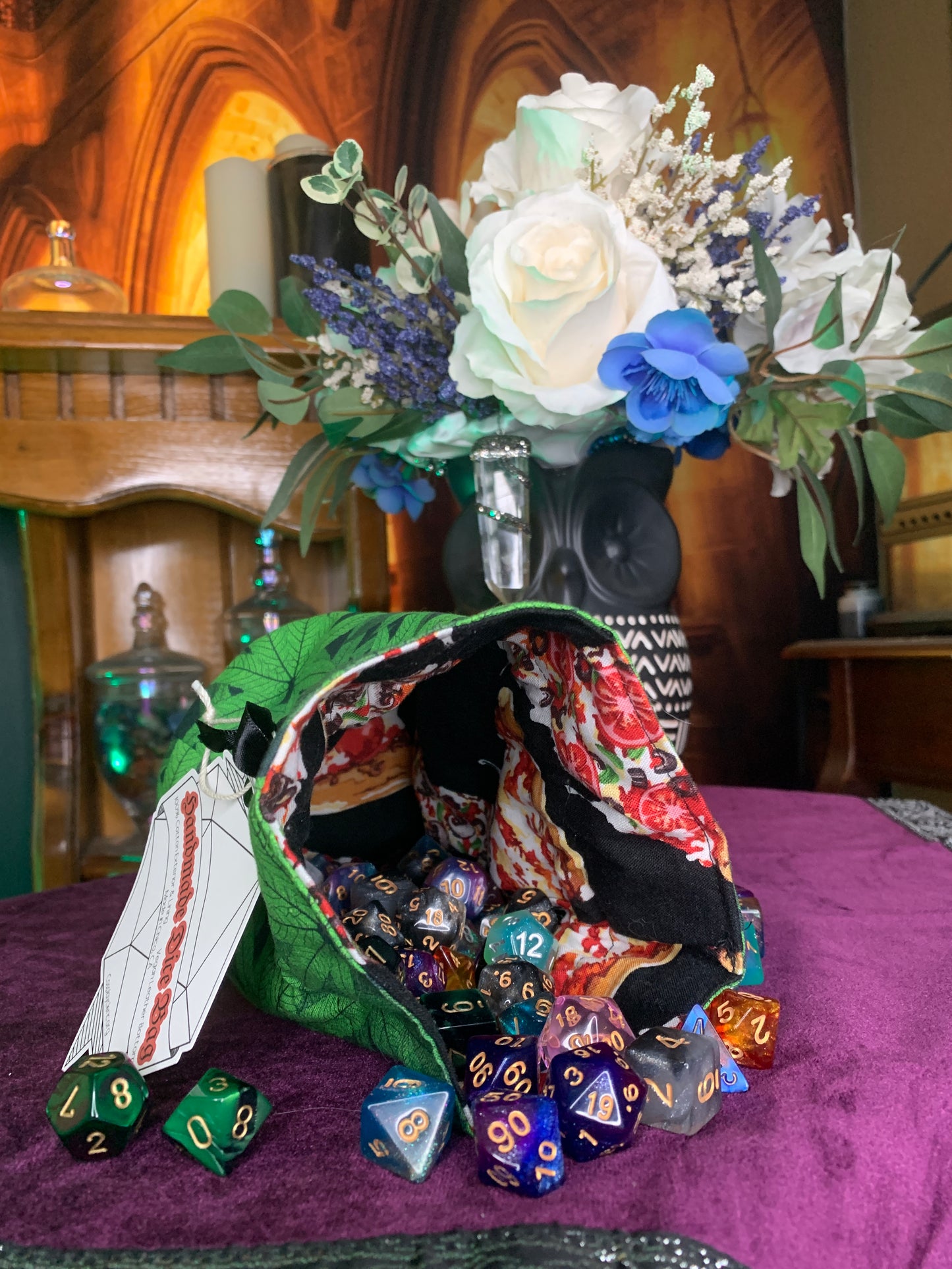 Happy Trees & Pizza Dice Bag