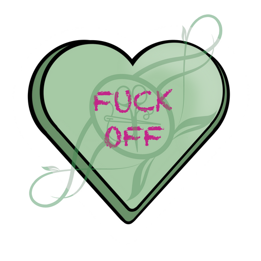 Conversation Hearts: Fuck Off Sticker